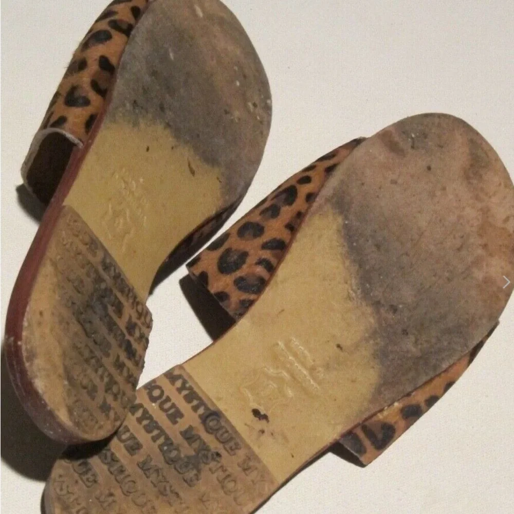 $166 Anthropologie Mystique Sandals Slides in Leopard Pony Hair sz 9